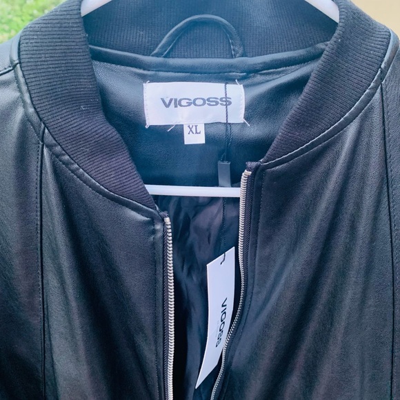 VIGOSS Faux Leather Bomber Jacket NWT - Picture 7 of 7